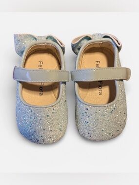 Felix & Flora Infant Baby Walking Shoes (Glitter Blue) Size 6-9M